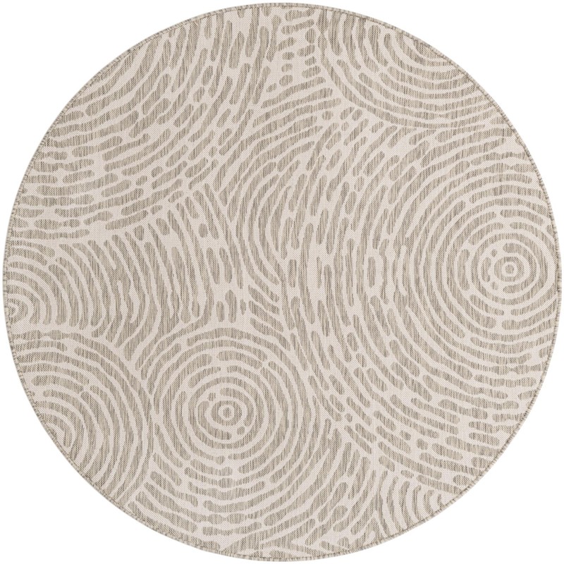 6' x 6' Grafton · Swirling lines Outdoor Rug, gray and ivory