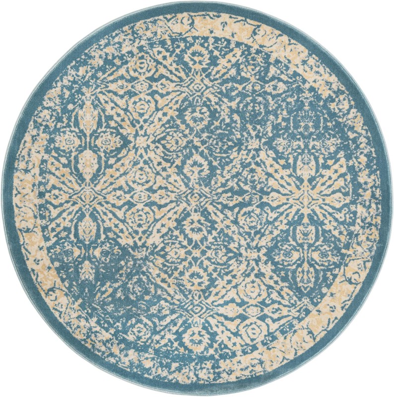 5' 3 x 5' 3 Fanshawe · Medallion rug, teal and cream