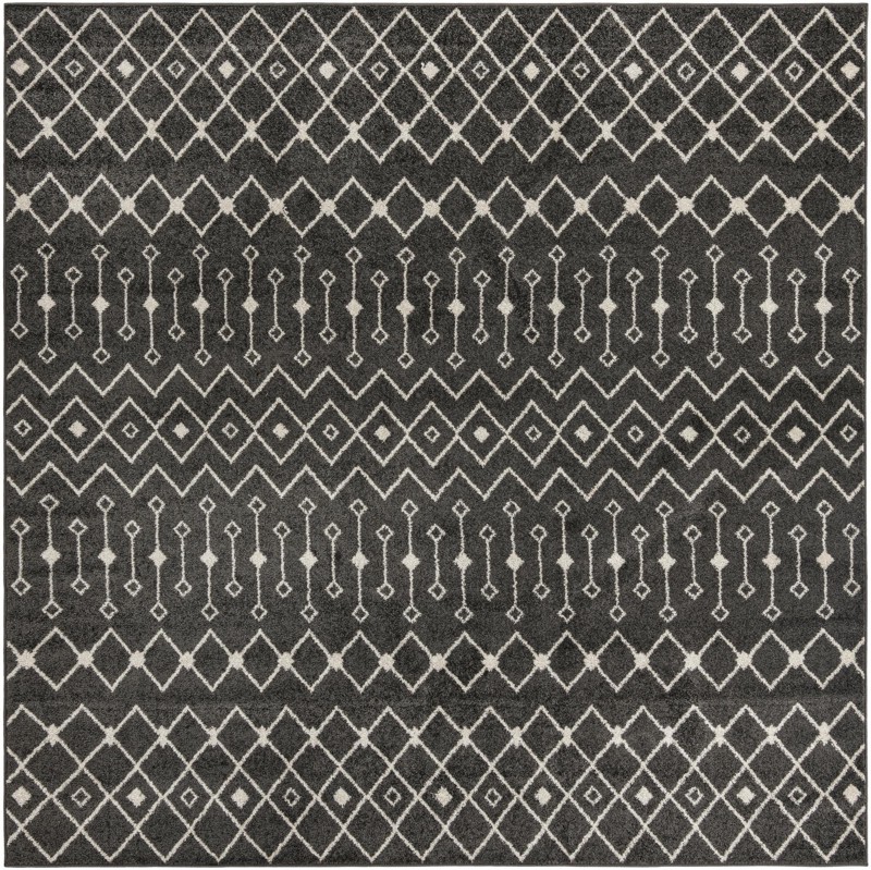 10' x 10' Boswell · Geometric tribal rug, dark gray and ivory
