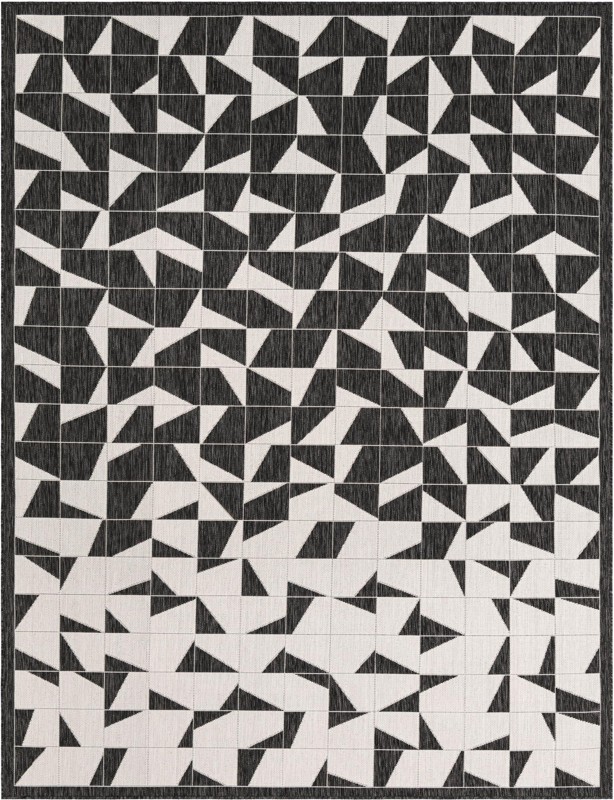 7' 10 x 10' Hildreth · Geometric Outdoor Rug, black and white