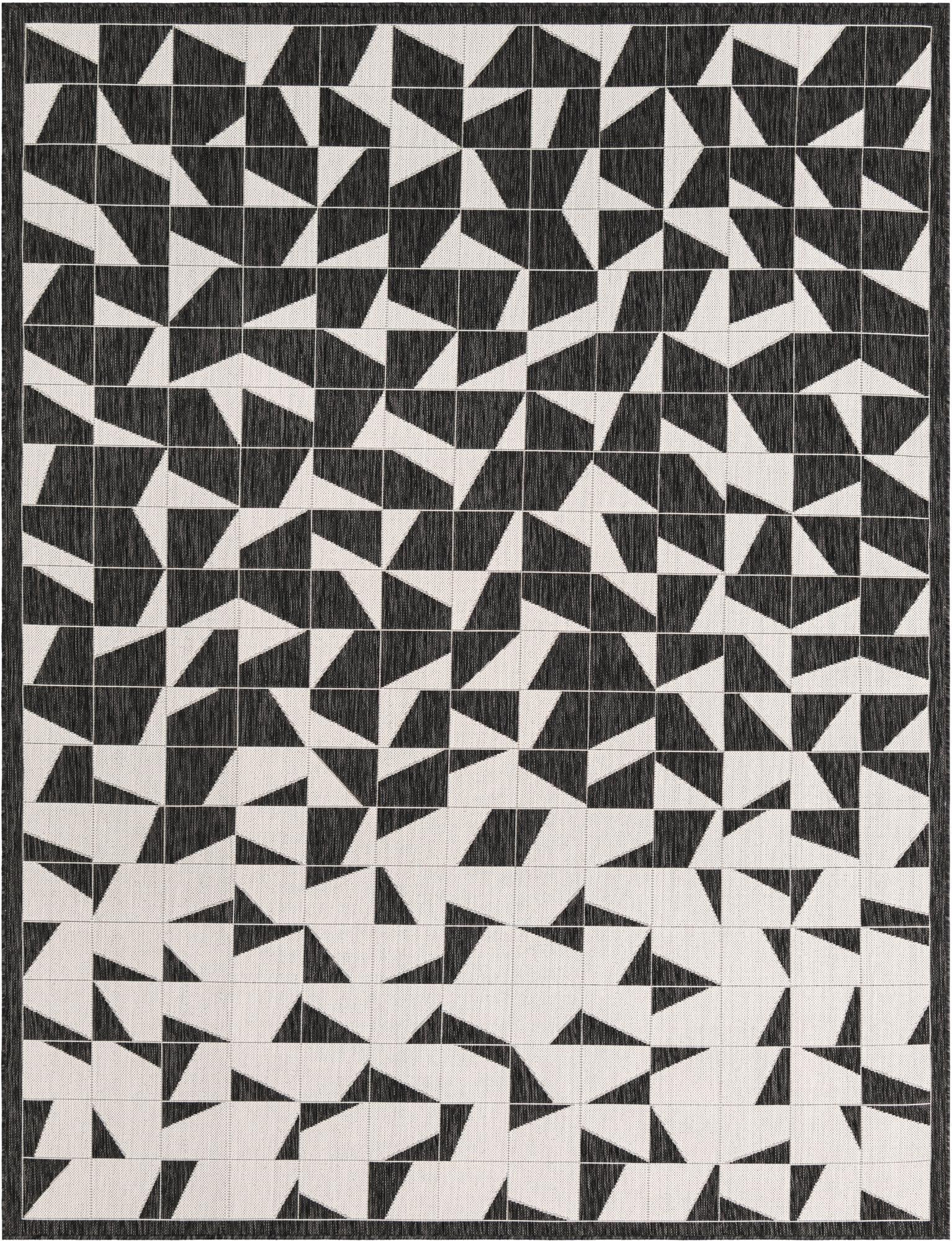 7' 10 x 10' Hildreth · Geometric Outdoor Rug, black and white