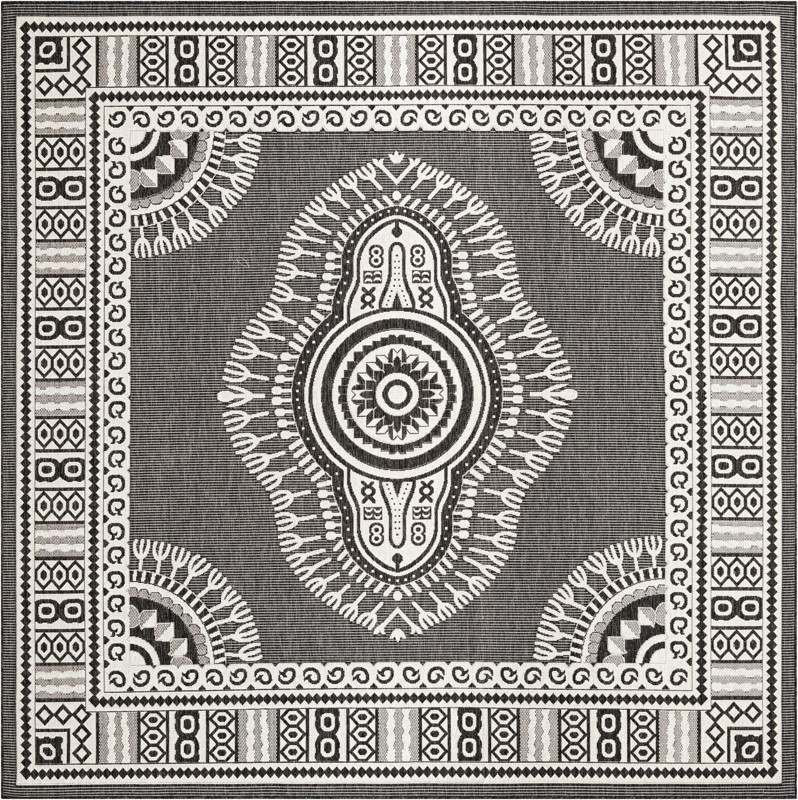 10' x 10' Bainbridge · Border Outdoor Rug, black and white
