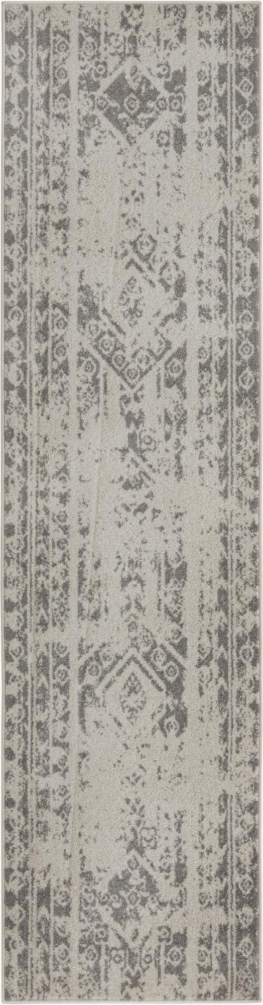 2' 7 x 10' Underhill · Tribal stripe rug, gray and ivory