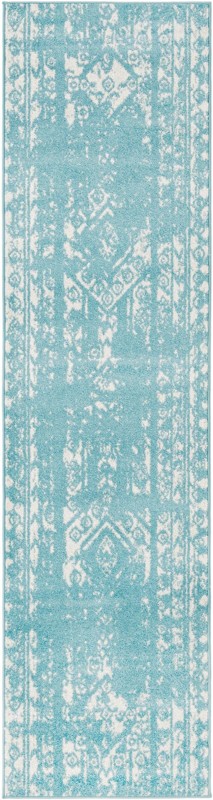 2' 7 x 10' Underhill · Border rug, light blue