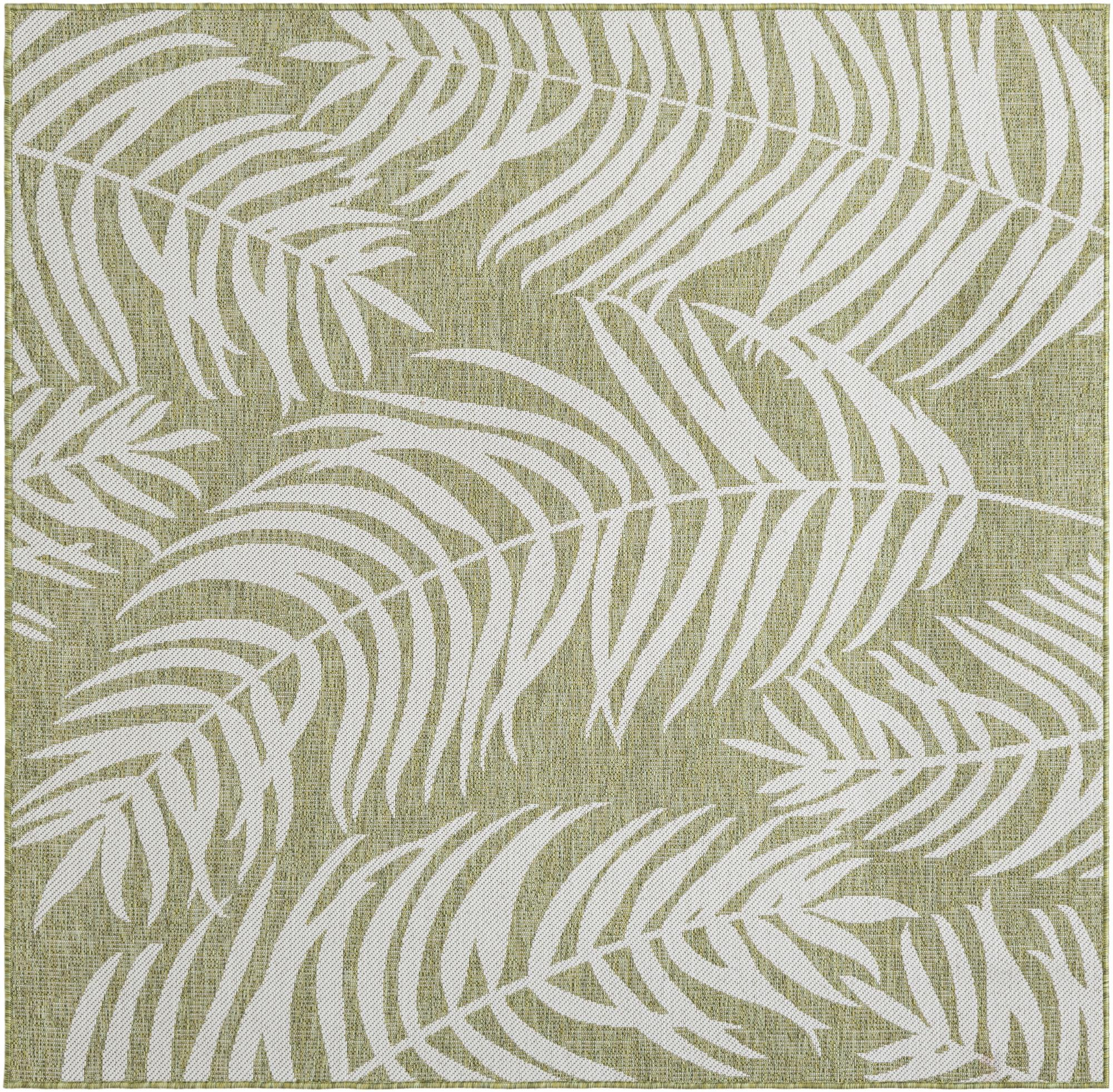 6' x 6' Moody · Floral / botanical Outdoor Rug, green