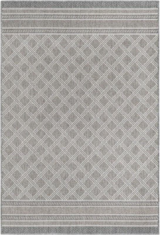 4' 1 x 6' 1 Mercer · Border Outdoor Rug, gray