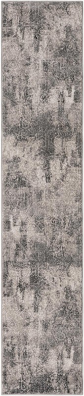 2' x 9' 10 Blakemore · Distressed medallion rug, gray and ivory