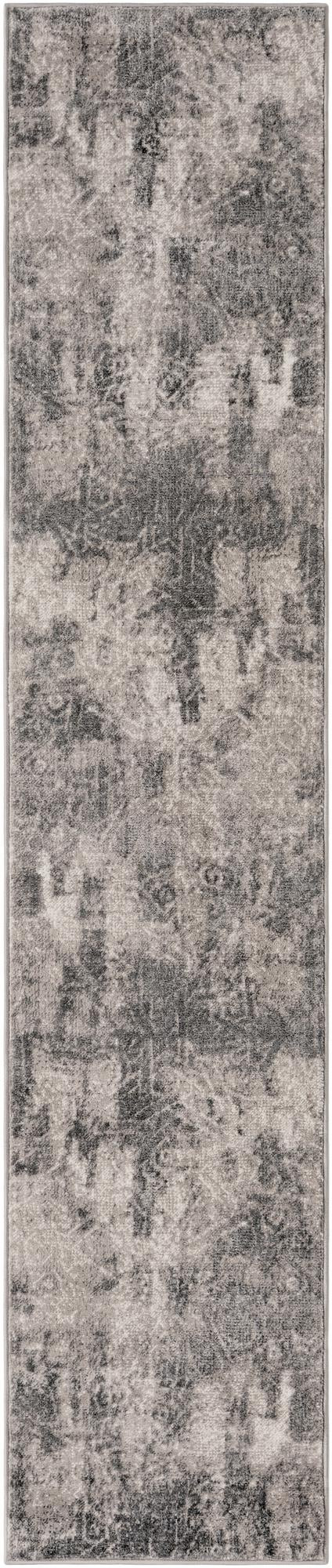 2' x 9' 10 Blakemore · Distressed medallion rug, gray and ivory