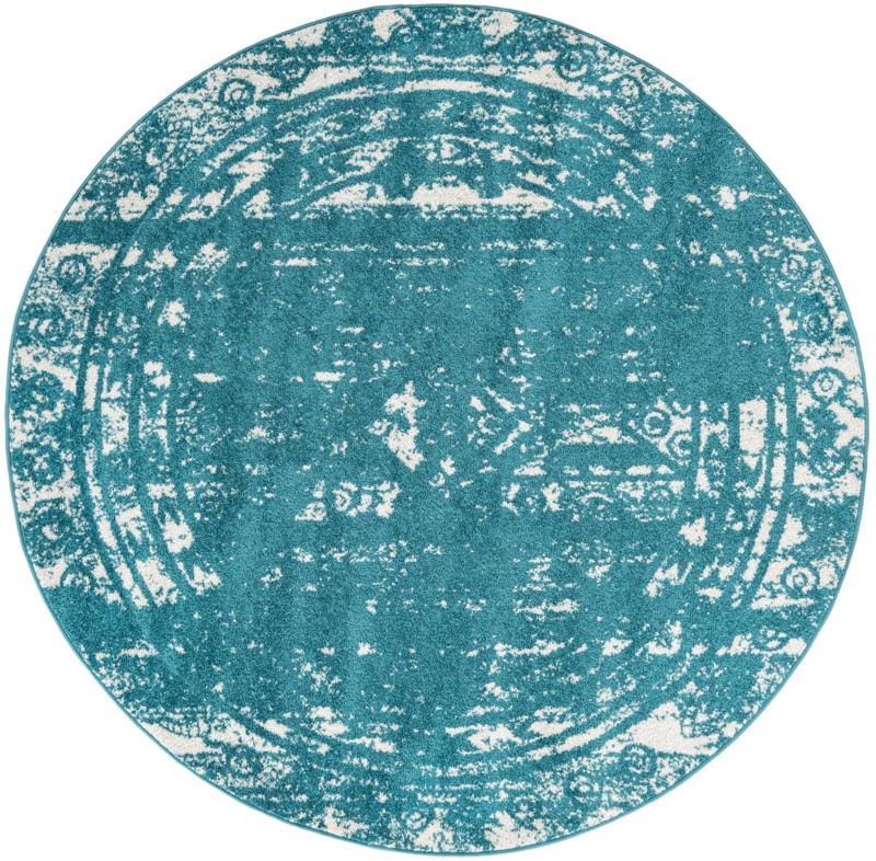 6' x 6' Underhill · Border rug, turquoise