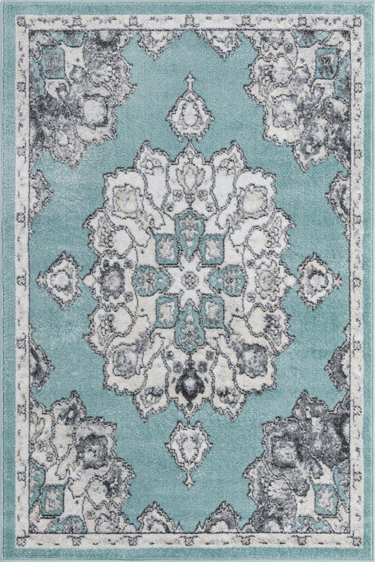 4' x 6' Nettle · Border rug, aqua