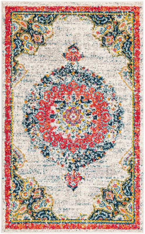 3' x 5' 3 Amberley · Medallion rug, ivory and red