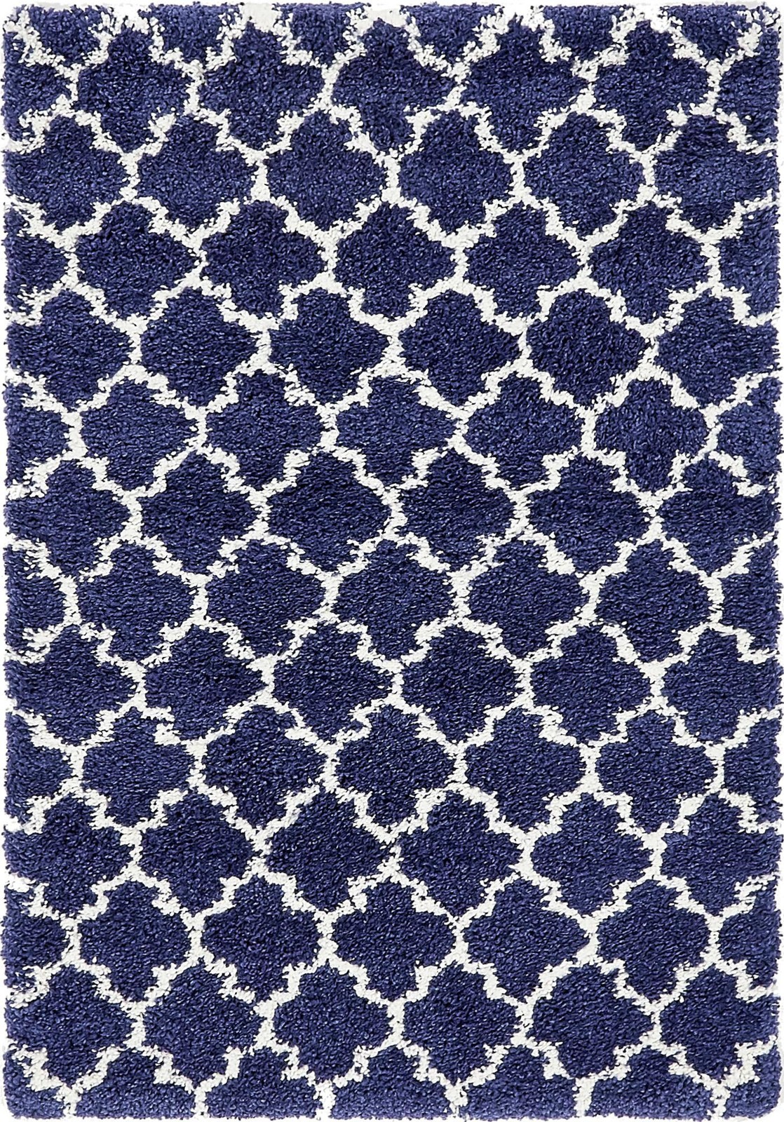 4' x 6' Jameson · Lattice Shag Rug, navy and ivory
