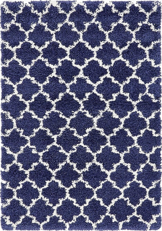 Jameson · Lattice Shag Rug, navy and ivory
