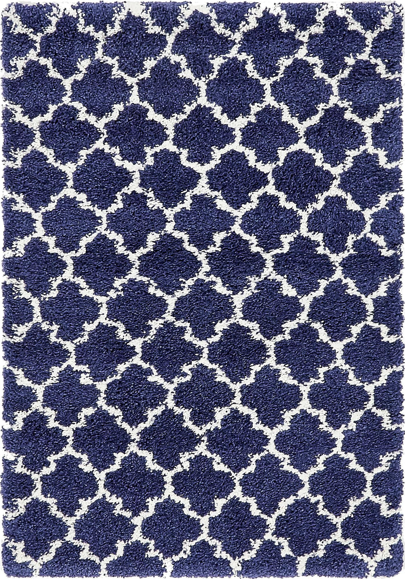 4' x 6' Jameson · Lattice Shag Rug, navy and ivory