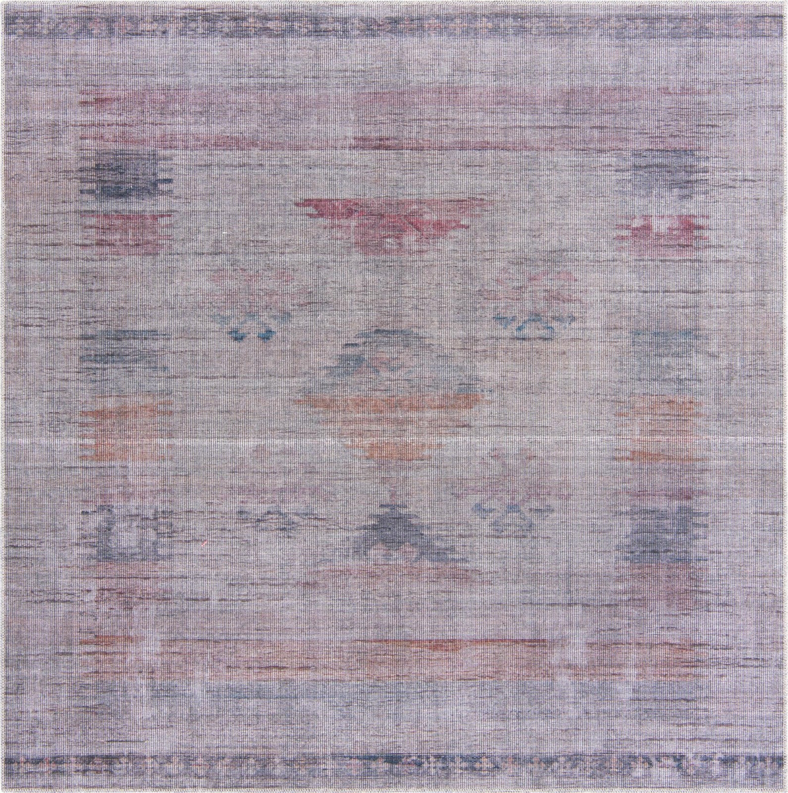 7' 3 x 7' 3 Bascom · Faded tribal Washable Rug, gray and burgundy