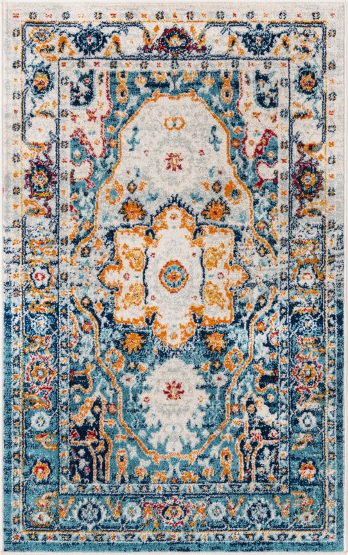 3' 3 x 5' 3 Pierce · Border rug, teal