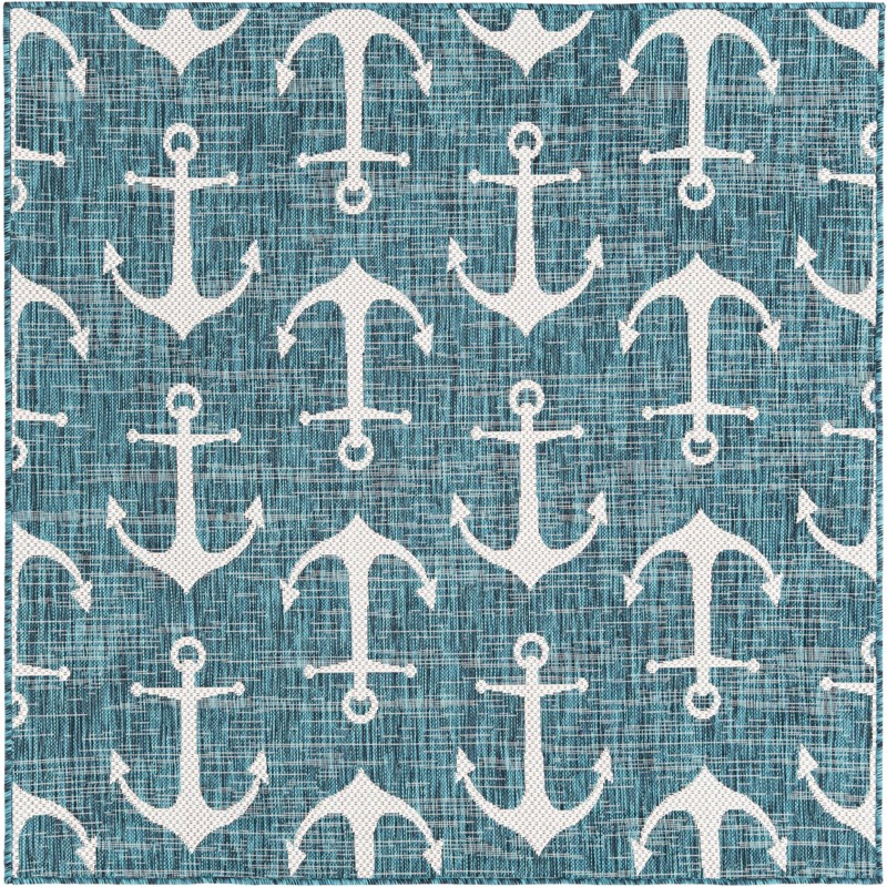5' 3 x 5' 3 Millbrook · Pictoral Outdoor Rug, teal