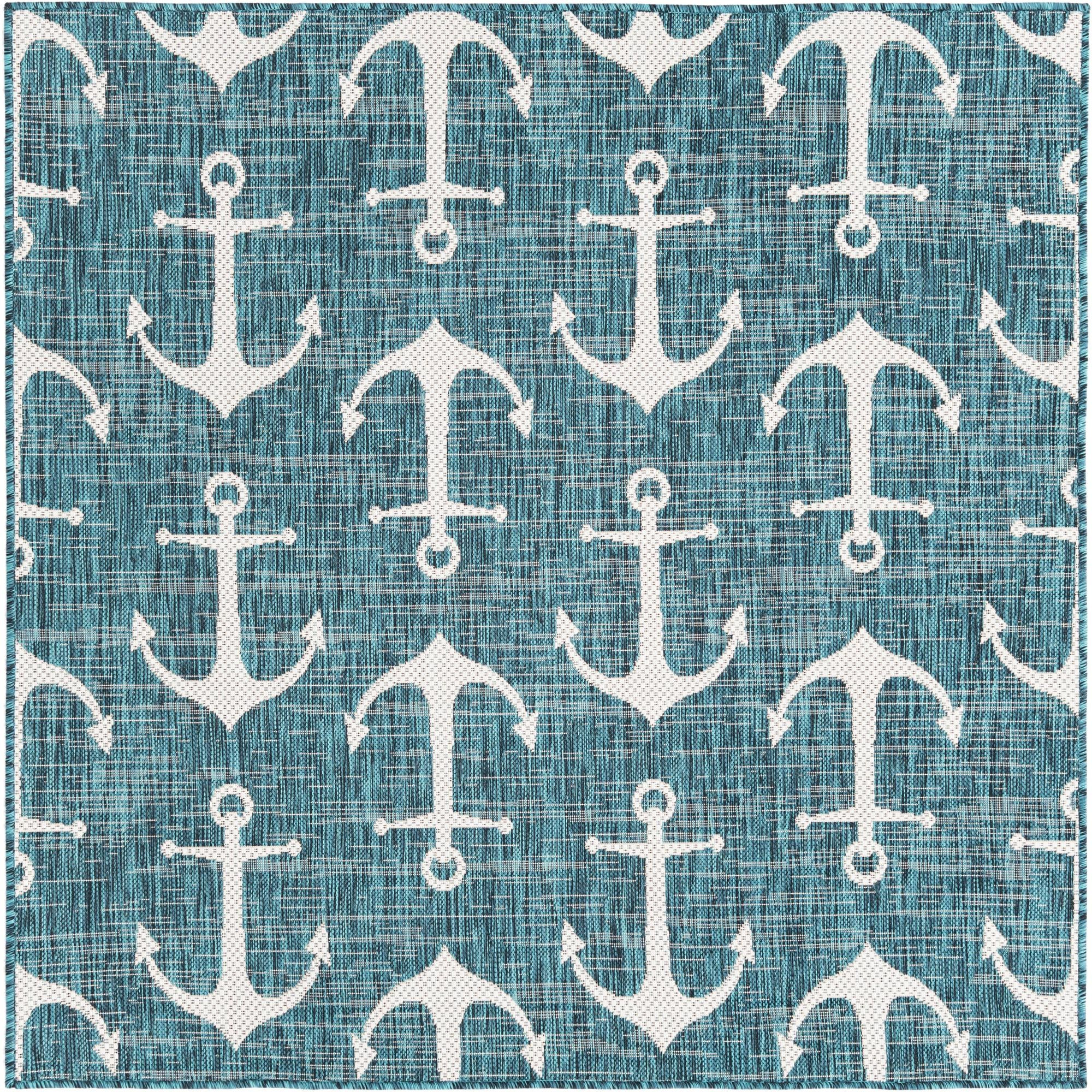 5' 3 x 5' 3 Millbrook · Pictoral Outdoor Rug, teal