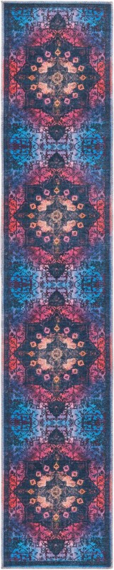 2' x 9' 10 Rideout · Distressed medallion Washable Rug, multicolor and black