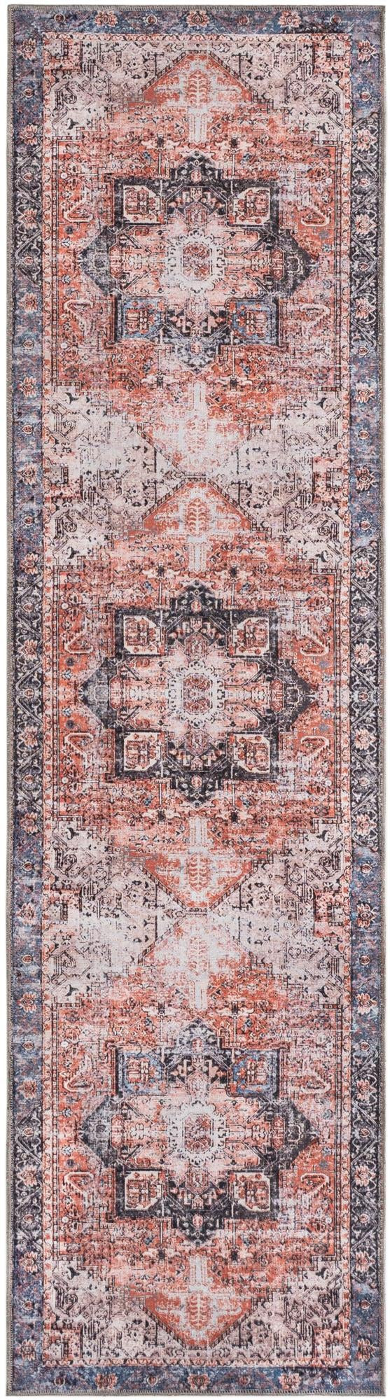 2' 7 x 10' Travers · Medallion rug, rust and navy