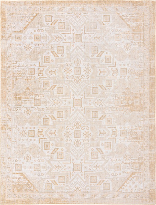 10' x 13' Estuary · Geometric medallion Outdoor Rug, natural and beige