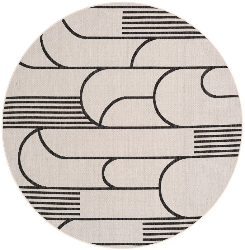 7' 10 x 7' 10 Prudence · Geometric Outdoor Rug, black and white