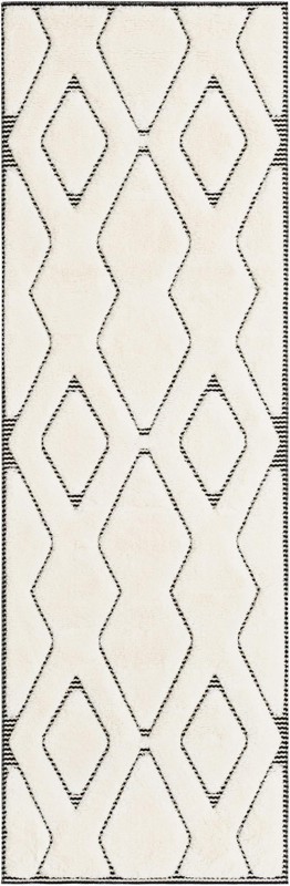 2' 7 x 8' Armstead · Geometric trellis rug, ivory and black