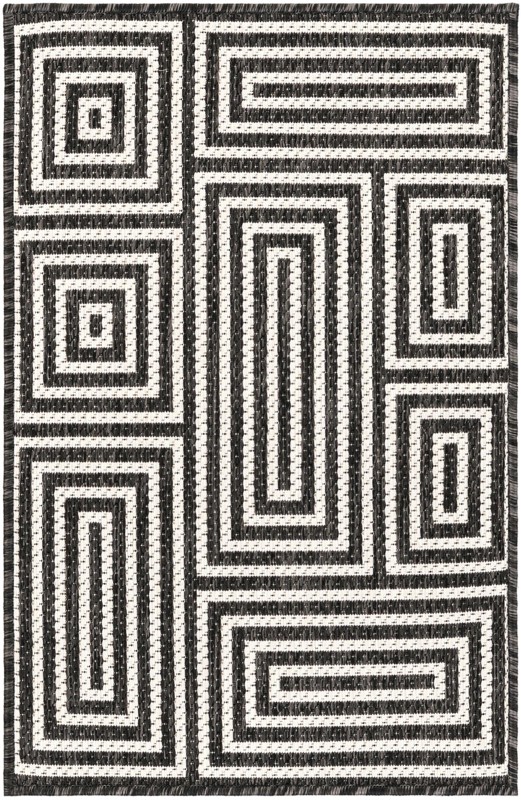 Cumberland · Geometric maze Outdoor Rug, black and white