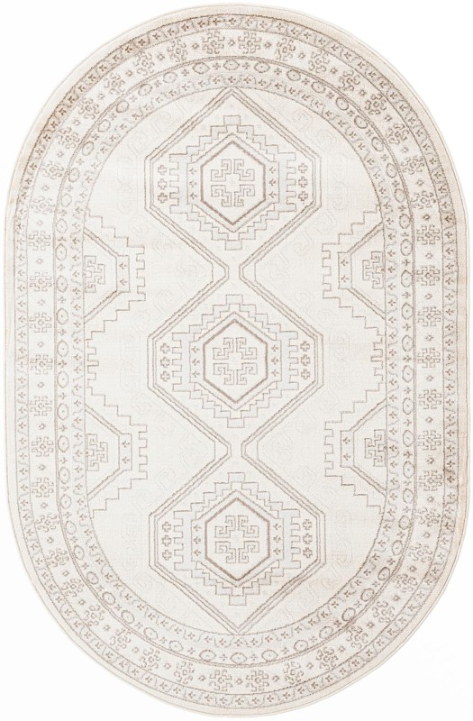 Harmon · Geometric diamond rug, ivory and brown