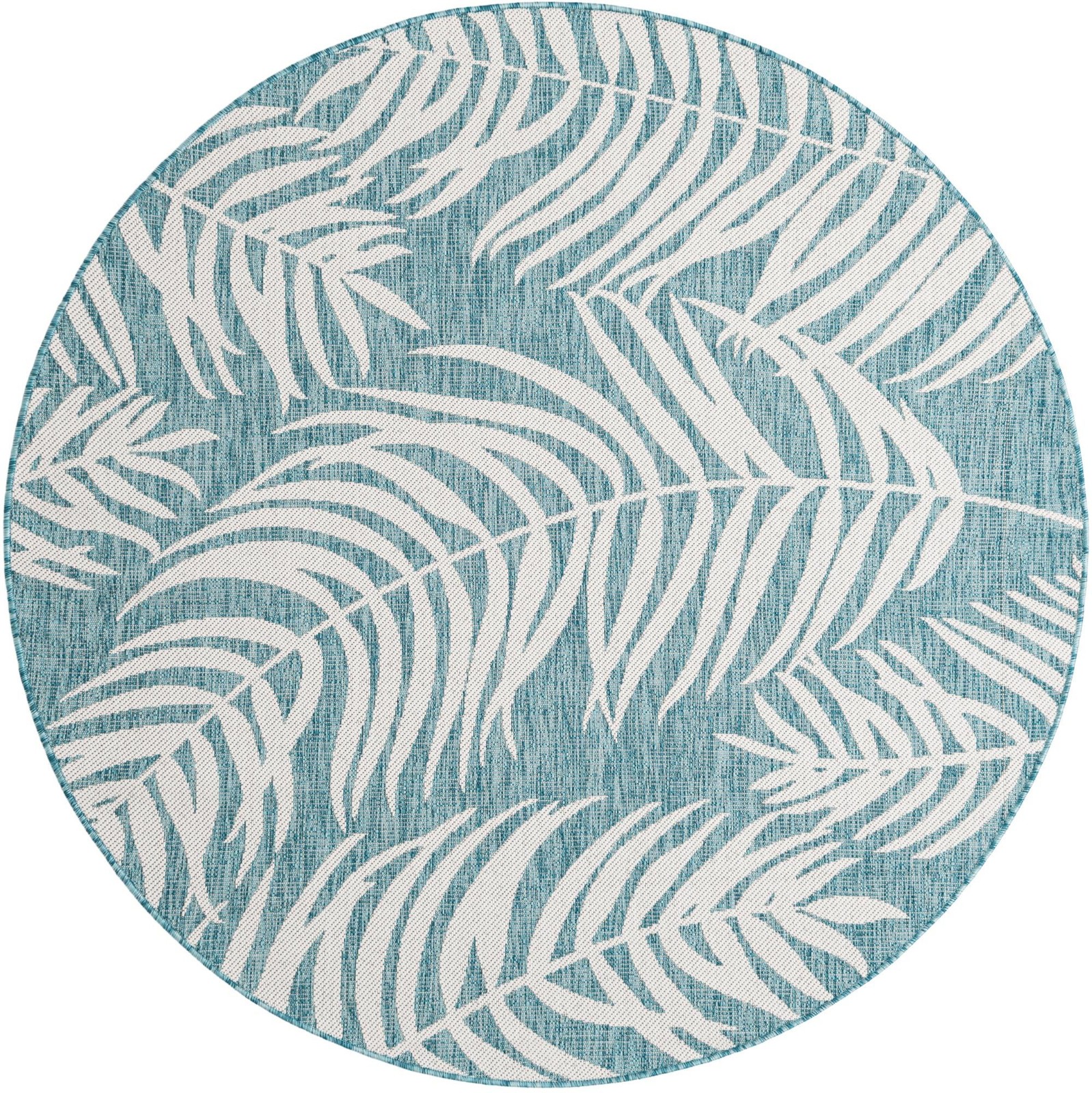 6' x 6' Moody · Floral / botanical Outdoor Rug, aqua