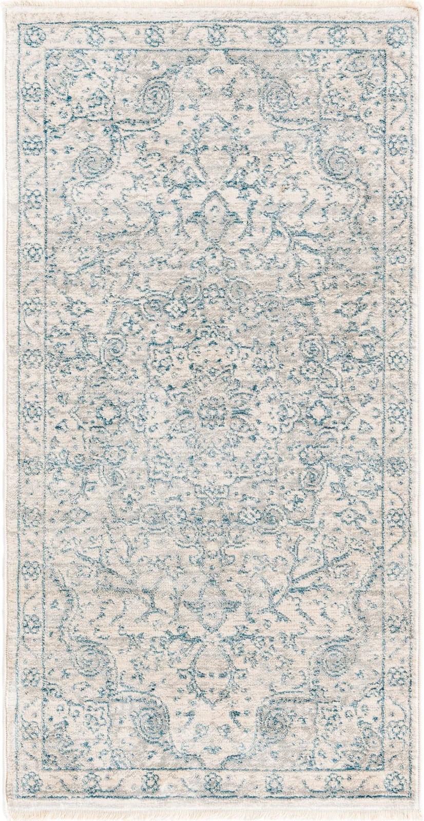 2' x 4' Stanford · Medallion rug, ivory and blue