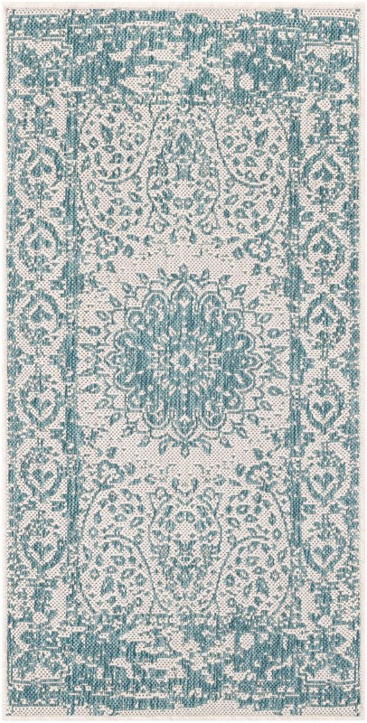 2' x 4' Royce · Border Outdoor Rug, aqua