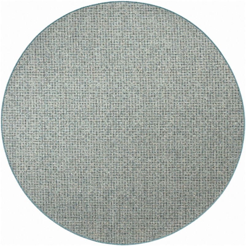 7' 10 x 7' 10 Loam · Grid Outdoor Rug, aqua blue