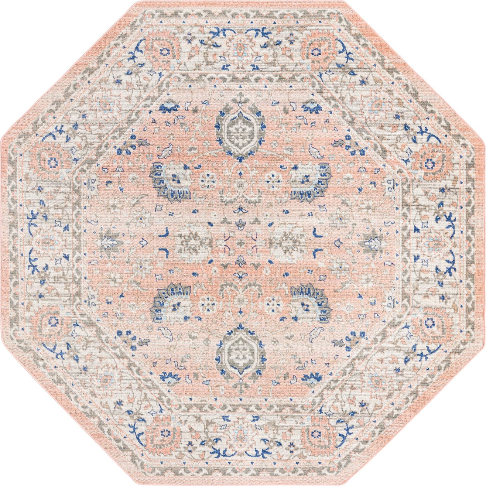 7' x 7' McKay · Border rug, powder pink