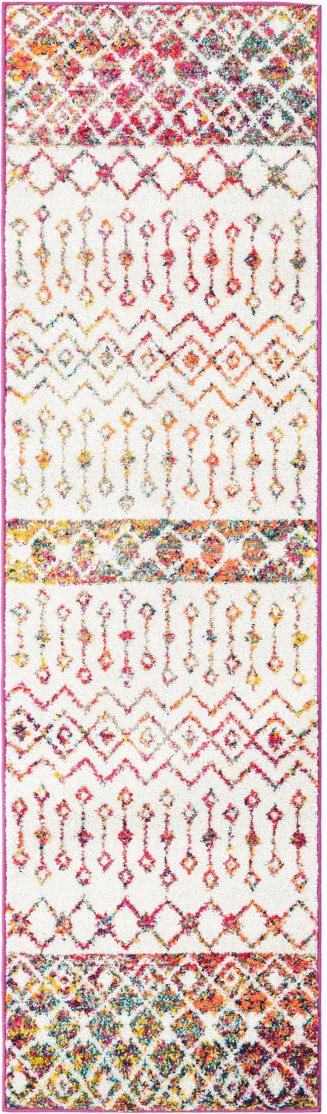 2' x 7' Vernon · Geometric tribal rug, ivory multi