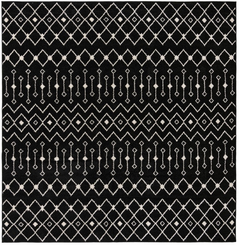 10' x 10' Boswell · Geometric trellis rug, black and white