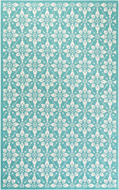 5' x 8' Selwyn · Floral / botanical Outdoor Rug, teal