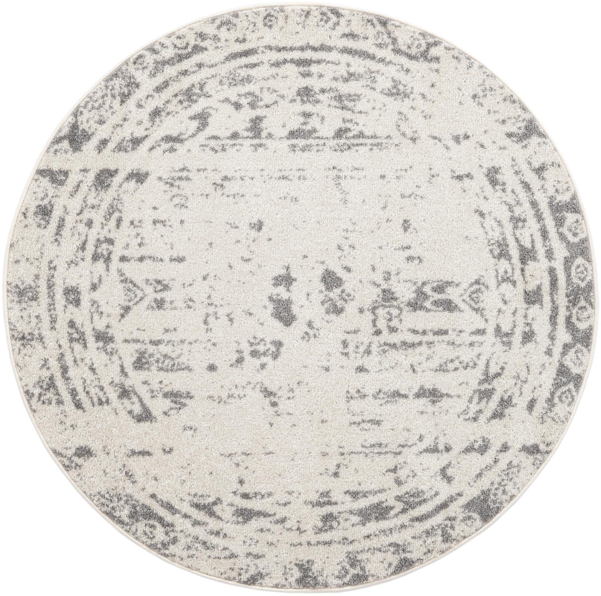 4' x 4' Underhill · Border rug, ivory and gray
