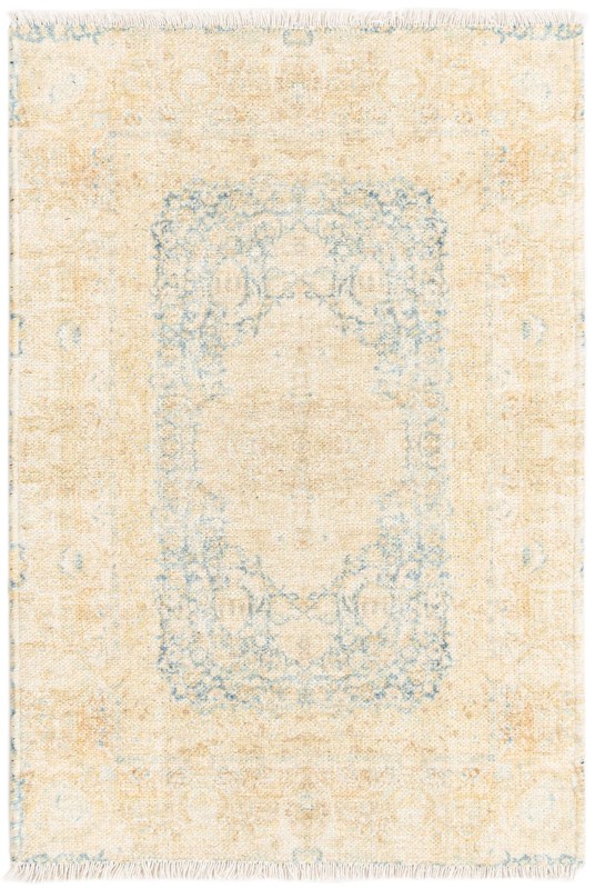 2' x 3' 1 Gosnell · Border rug, blue and ivory