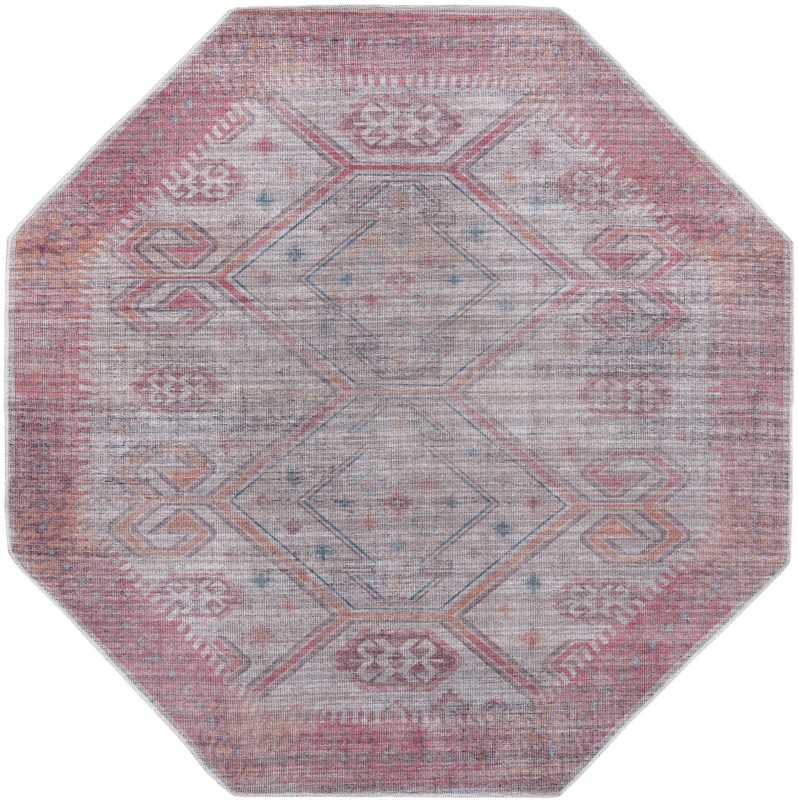 Bascom · Geometric medallion Washable Rug, rust and beige