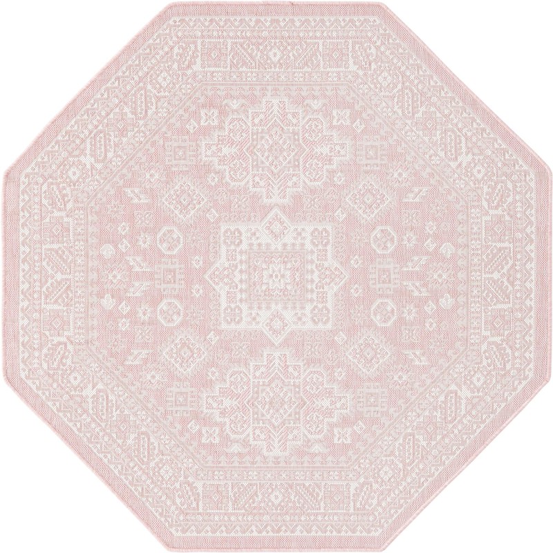 5' 3 x 5' 3 Bellamy · Border Outdoor Rug, pink