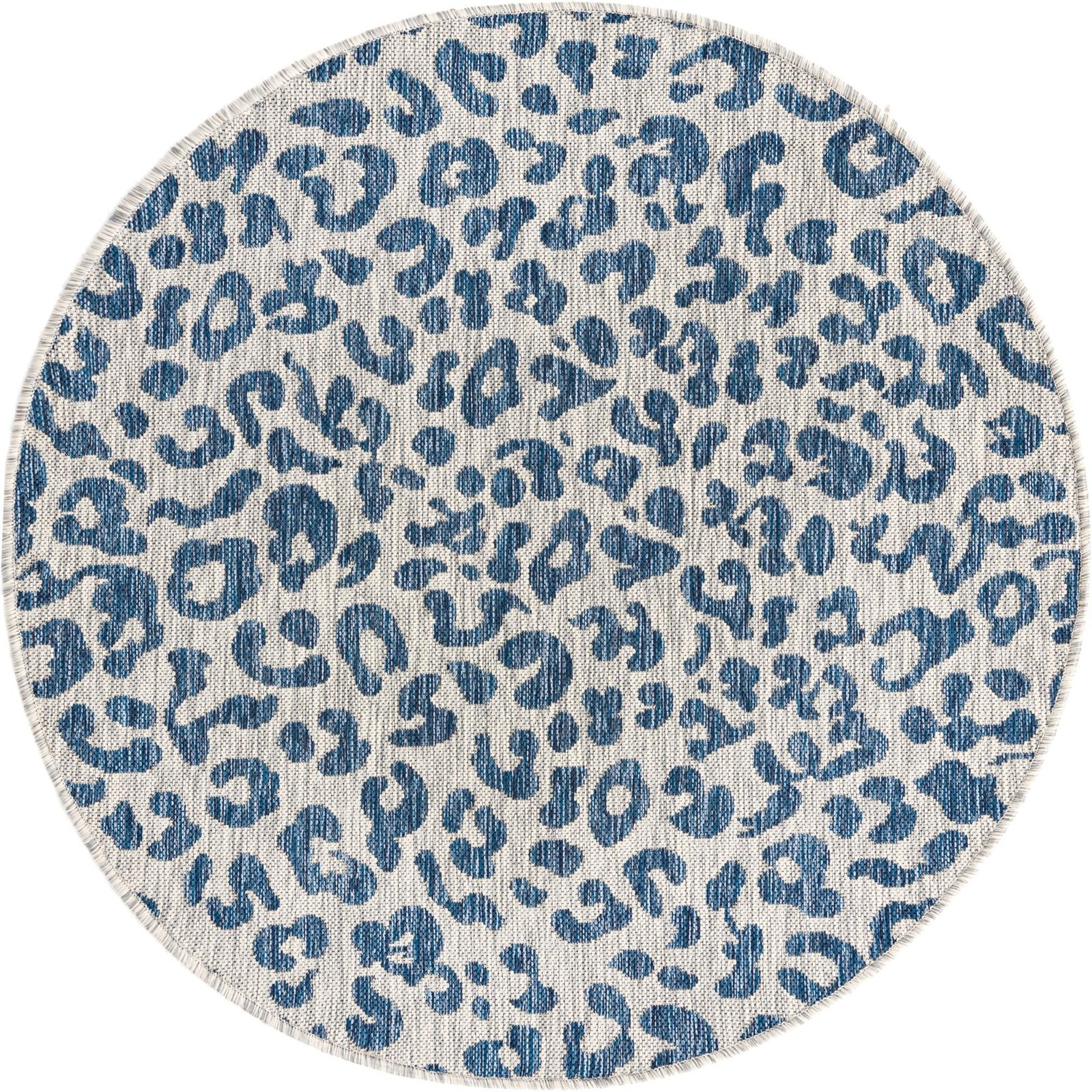 4' x 4' Cardamom · Leopard Outdoor Rug, blue