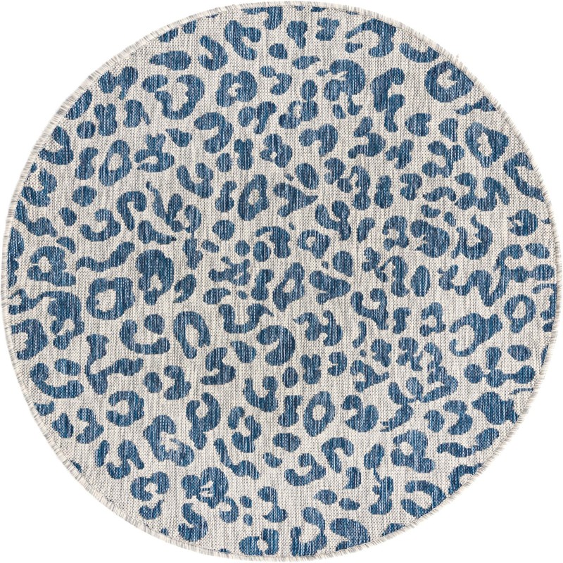 4' x 4' Cardamom · Leopard Outdoor Rug, blue