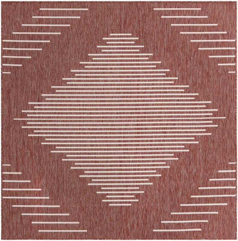 7' x 7' Harlow · Diamond Outdoor Rug, rust red