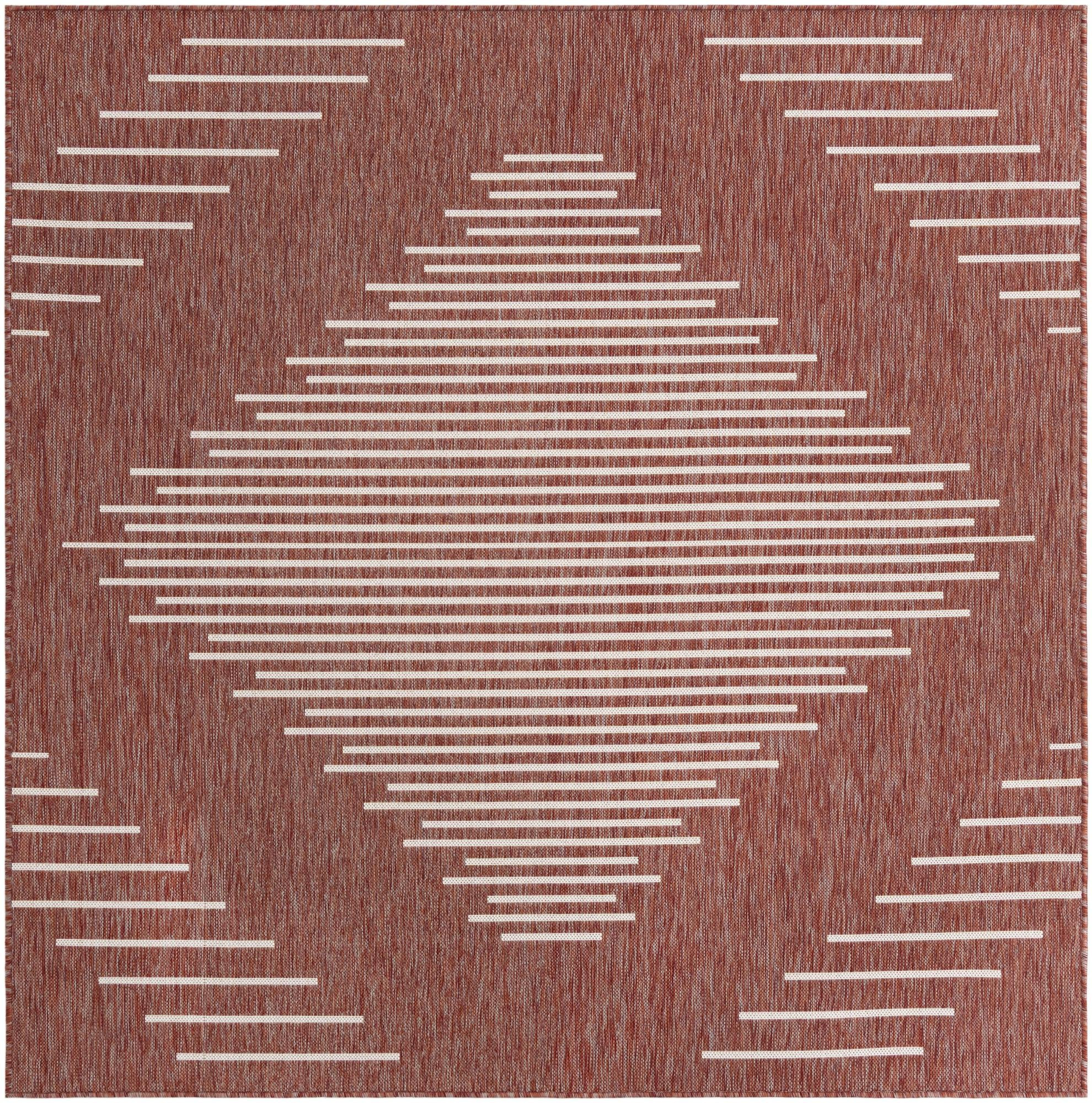 7' x 7' Harlow · Diamond Outdoor Rug, rust red
