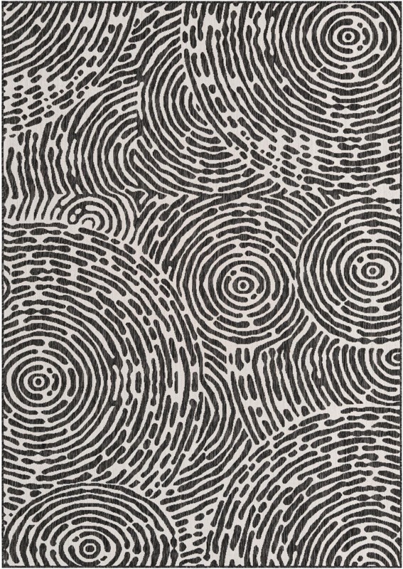 7' x 10' Grafton · Abstract Outdoor Rug, black and white