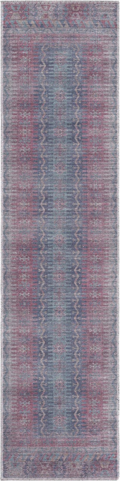 2' x 7' 10 Paige · Tribal geometric Washable Rug, blue and red