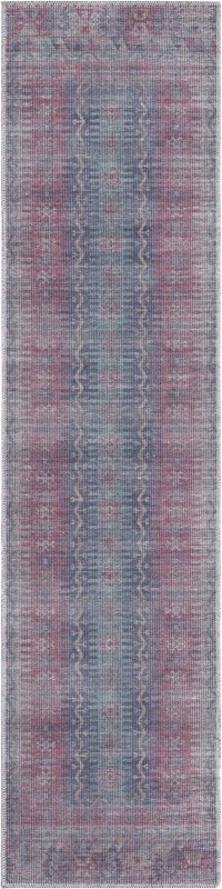 2' x 7' 10 Paige · Tribal geometric Washable Rug, blue and red