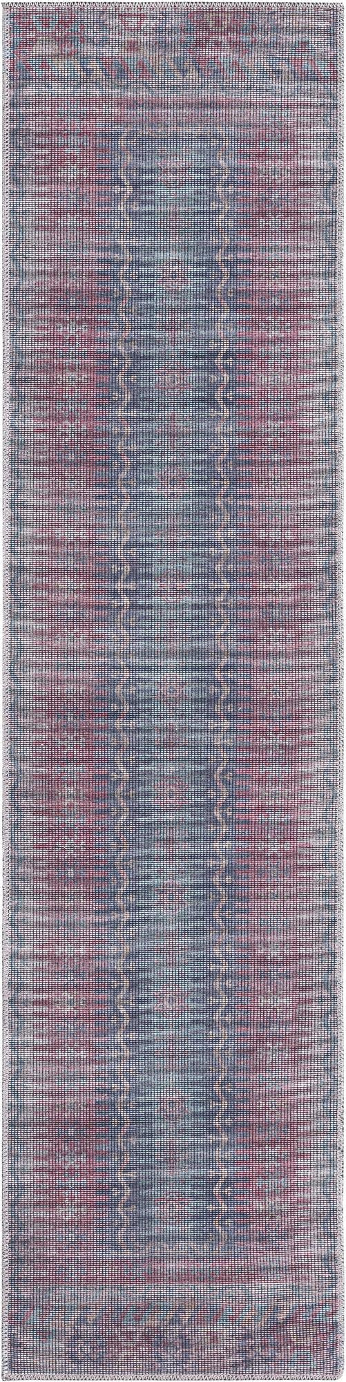 2' x 7' 10 Paige · Tribal geometric Washable Rug, blue and red