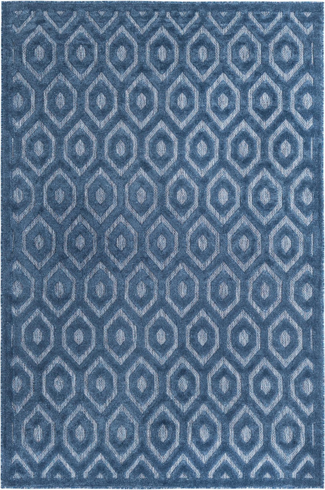 6' x 9' Roanoke · Lattice Outdoor Rug, navy and blue